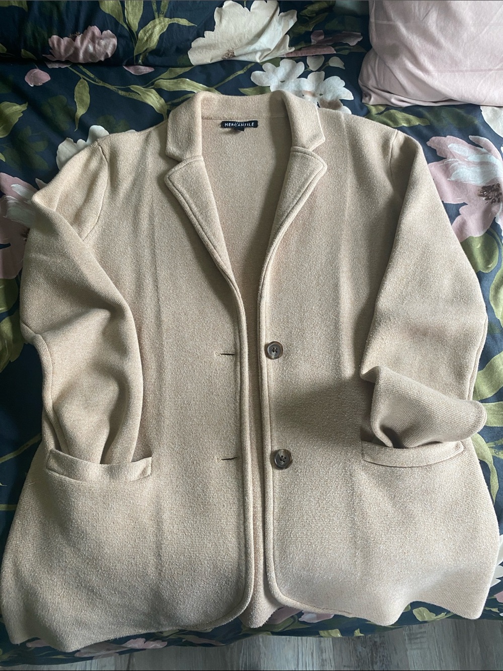 J. Crew Mercantile Beige Crewneck Sweater Blazer